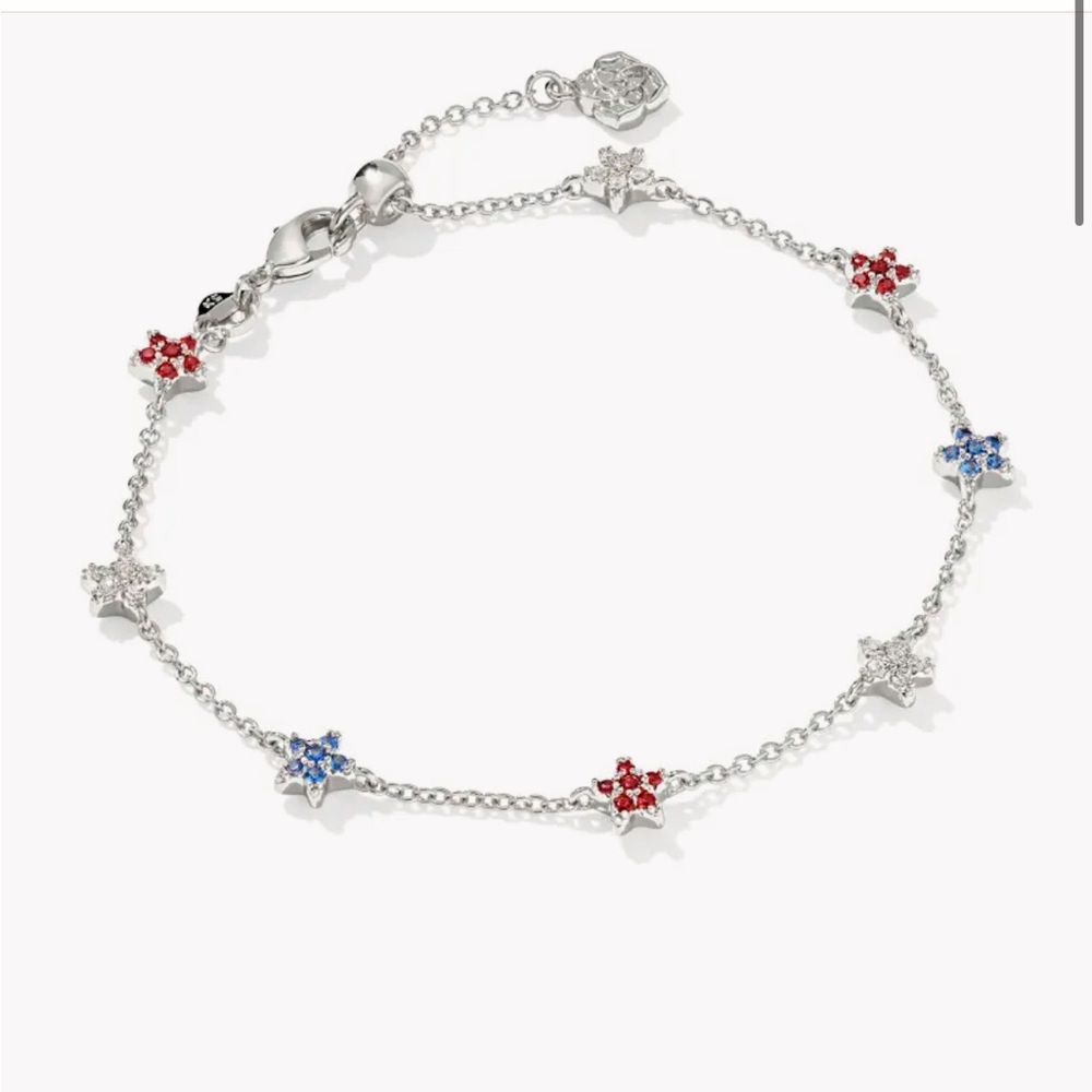 NWT- Kendra Scott Sierra Star Silver Crystal Delicate Chain Bracelet